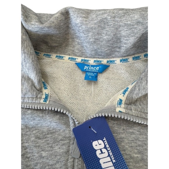 Prince Pickleball Women's Quarter Zip Cropped Pullover Sweater Grey - Picture 2 of 5